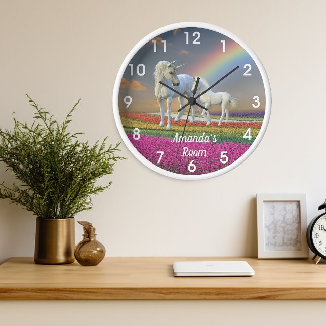 Horloge Poulain de licorne et licorne mère personnalisés (Créateur téléchargé)
