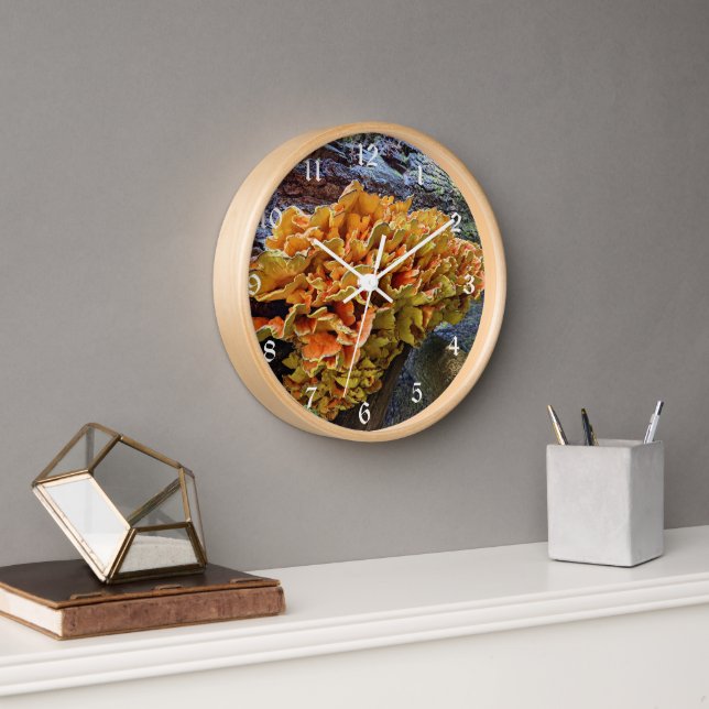 Horloge Poulet orange du champignon des bois (Bureau)