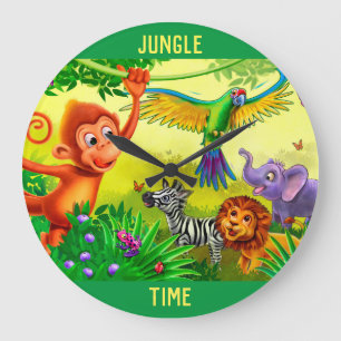 horloge pour enfants animaux de la jungle