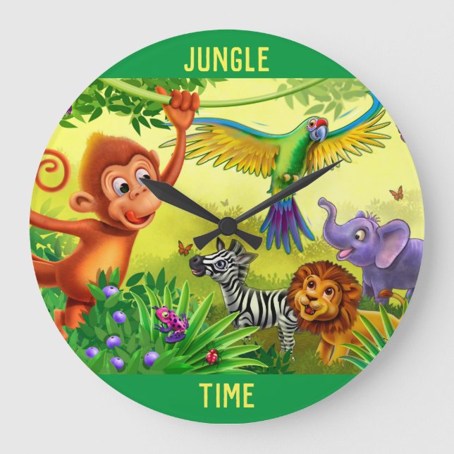 horloge pour enfants animaux de la jungle (Recto)