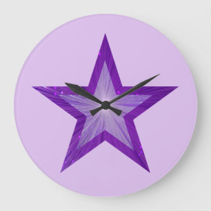Horloge pourpre étoile ronde violet clair