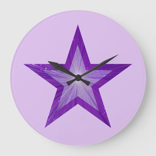 Horloge pourpre étoile ronde violet clair (Recto)