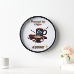 Horloge Powered by Jesus & Coffee
