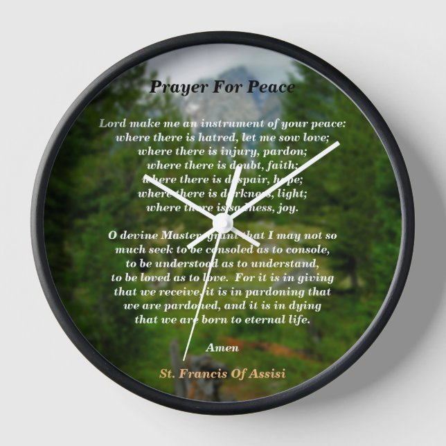 Horloge Prière pour la paix (Recto)