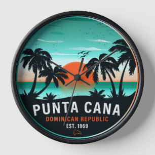 Horloge Punta Cana Dominicaine Retro Sunset Souvenir 80s