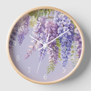 Horloge Purple lavande aquarelle glycine florale lilas
