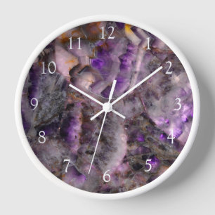 Horloge Quartz d'Améthyste violet Abstrait, granit violet