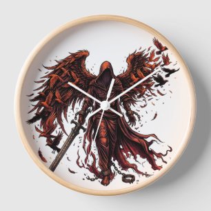 Horloge Reaper ailé sombre levant Fantastique gothique