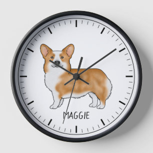 Horloge Red Pembroke Welsh Corgi migre Chien Avec Texte Pe