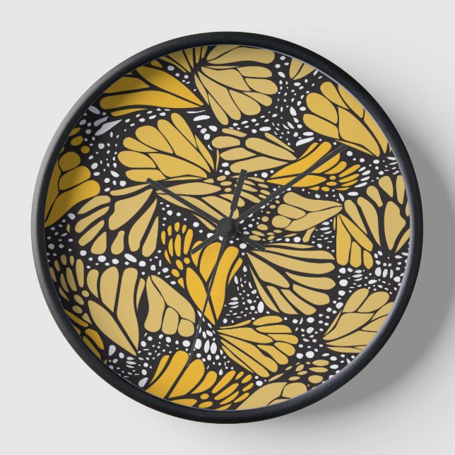 Horloge Reloj de pared circular estampado mariposa monarca (Recto)