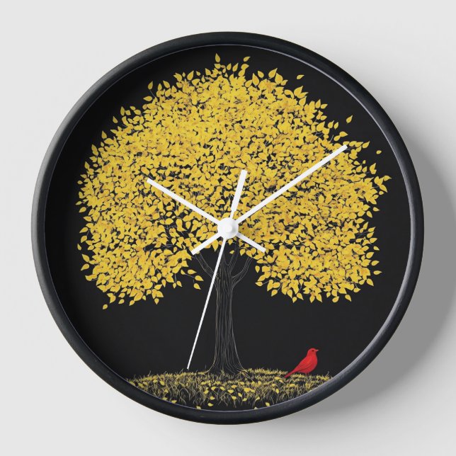 Horloge Reloj de pared con fondo de árbol  (Recto)