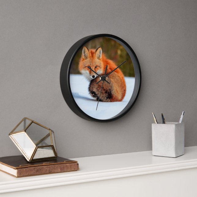 Horloge Renard roux dans la neige | Yukon (Bureau)