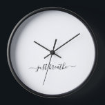 Horloge Respire juste le yoga noir blanc<br><div class="desc">Élégant juste respirer blanc horloge de yoga noir.</div>