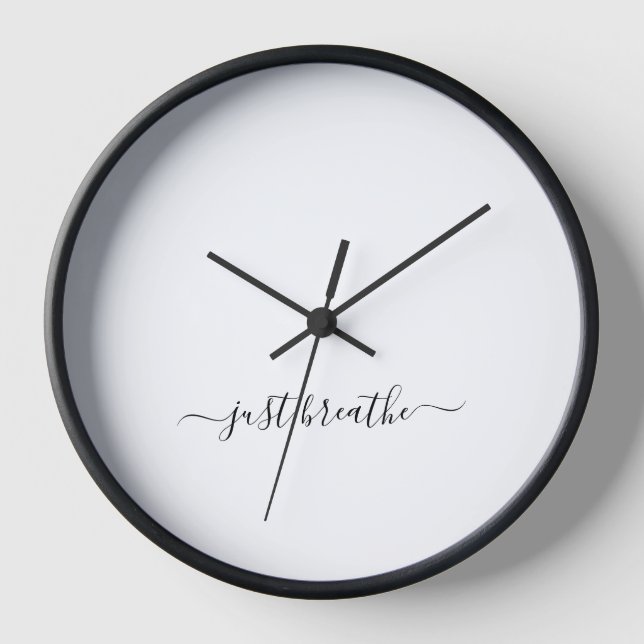 Horloge Respire juste le yoga noir blanc (Recto)