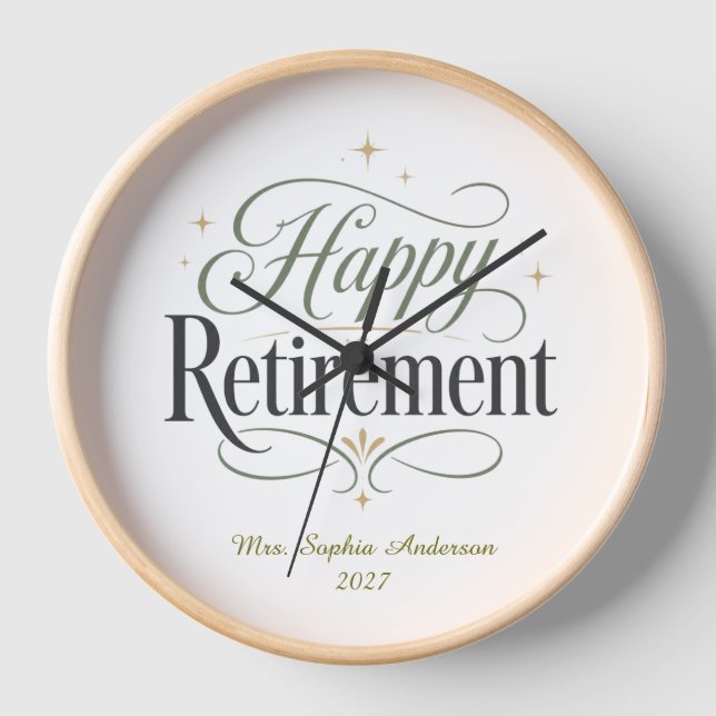 Horloge Retraite Heureuse Nom Personnalisé (Recto)