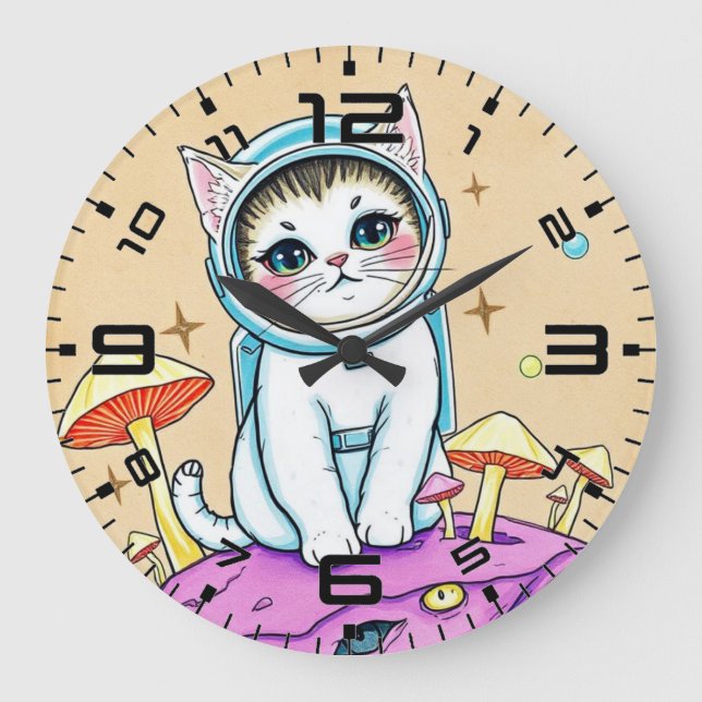 Horloge rétro des rêves de chats cosmiques (Recto)