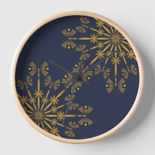 Horloge Retro Mandala Midnight Wood encadrée