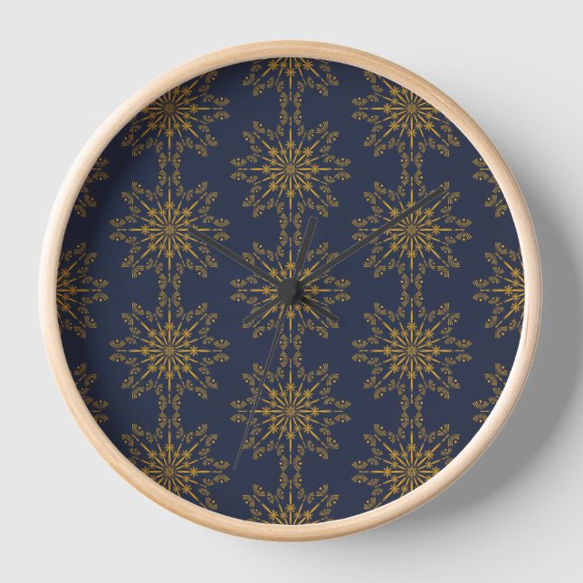 Horloge Retro Mandala Midnight Wood encadrée (Recto)