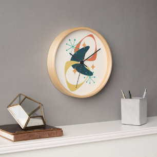 Horloge Retro Mid Century Espace atomique Age 20 Charbon