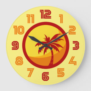 Horloge Rétro Summer Beach Palm Tree Hewwave