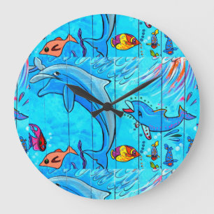 horloge riante de bleu de dauphin
