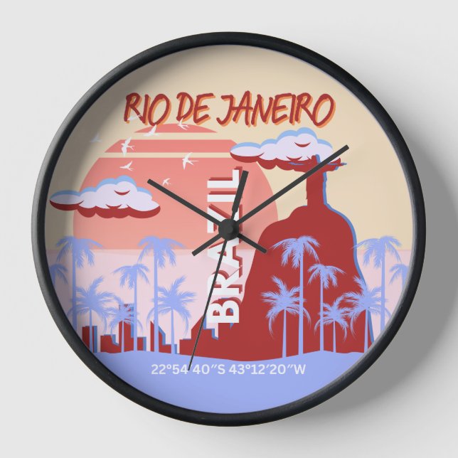 Horloge Rio de Janeiro Brésil Travel Art Retro Poster (Recto)