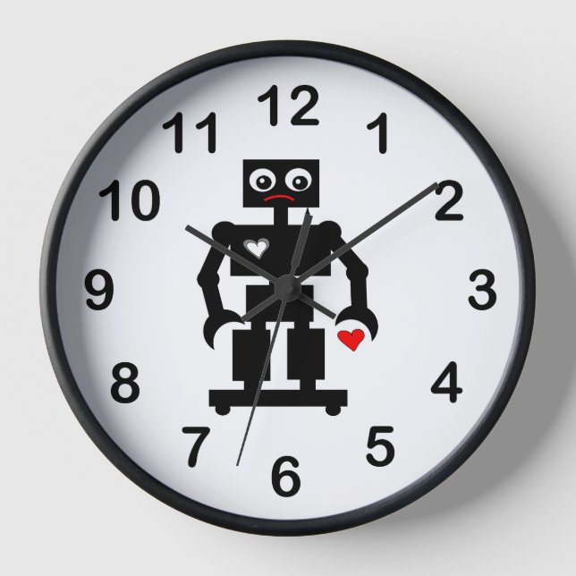 Horloge Robot triste avec une larme huileuse et un cl rond (Recto)