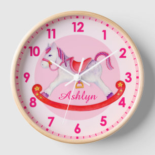 Horloge Rocking horse nursery named kids clock