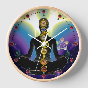 Horloge RODE D'ASCLEPIUS 7 CHAKRAS, YOGA LOTUS POSE violet