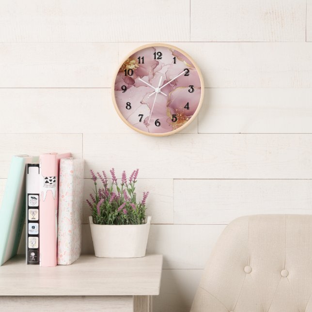Horloge Romantique Blush Rose or Floral (Salle de lecture)