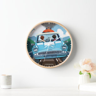 Horloge Ron & HARRY POTTER™ en voiture volante vers HOGWAR