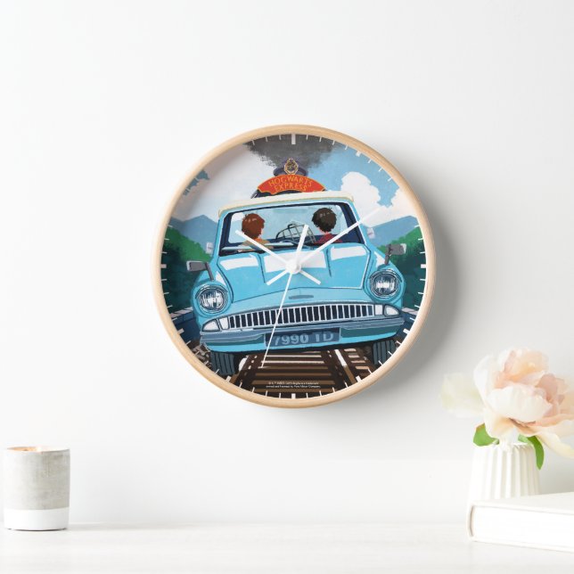 Horloge Ron & HARRY POTTER™ en voiture volante vers HOGWAR (Maison)