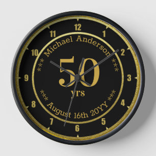 Horloge Rond personnalisé 50 ans de retraite ou d'annivers