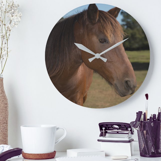 Horloge ronde (Equestrian Brown Horse Large Clock)