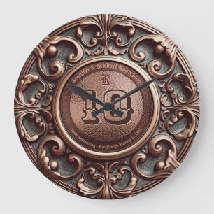 Horloge Ronde 10e anniversaire du Mariage de cuivre Grande horlo