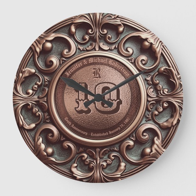 Horloge Ronde 10e anniversaire du Mariage de cuivre Grande horlo (Recto)