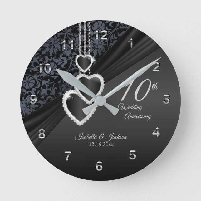 Horloge Ronde 10ème anniversaire de Mariage d'Onyx Noir (Recto)
