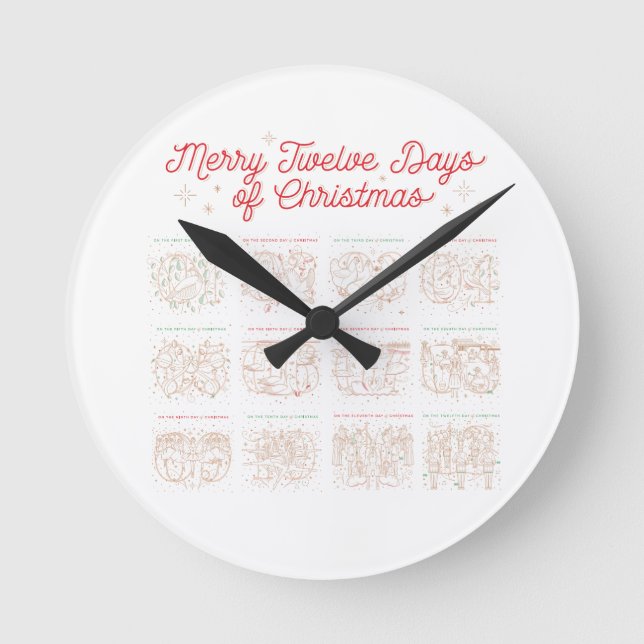 Horloge Ronde 12 Days of Christmas Wall Clock (Recto)