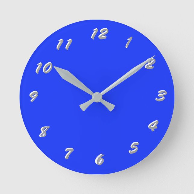 Horloge Ronde 12 Number Choices to Choose From Neon Blue Clock (Recto)