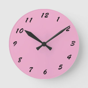 Horloge Ronde 12 Number Choices to Choose From Pink Clock