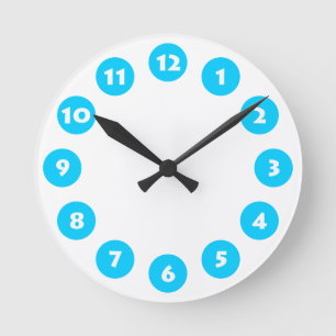 Horloge Ronde 12 Spots - Blanc avec ciel bleu sur blanc