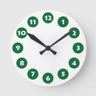 Horloge Ronde 12 Spots - Blanc avec Vert Forêt sur Blanc