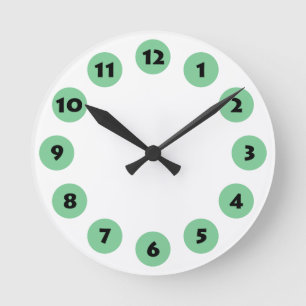 Horloge Ronde 12 Spots - Noir avec Vert fané sur Blanc