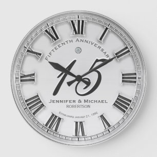 Horloge Ronde 15e anniversaire du Mariage d'argent Grande horlog