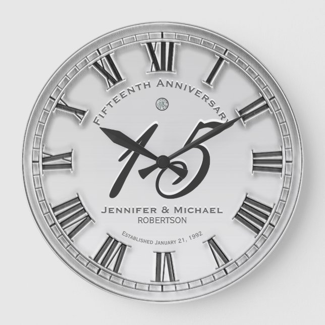 Horloge Ronde 15e anniversaire du Mariage d'argent Grande horlog (Recto)