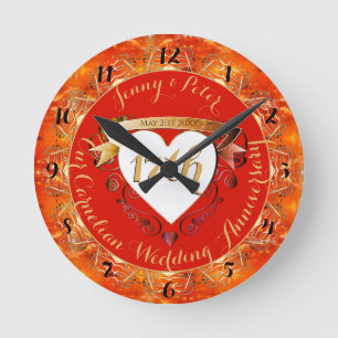 Horloge Ronde 17e anniversaire de Mariage Carnelian