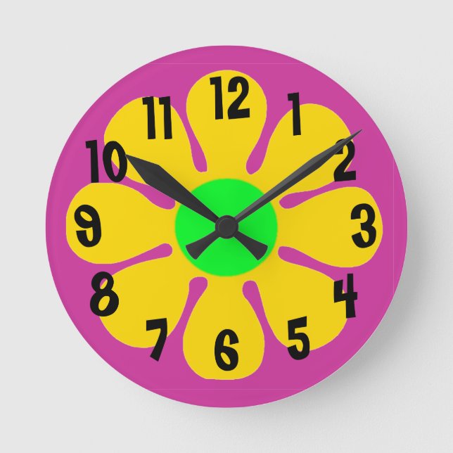 Horloge Ronde 1960 s Era Groovy Flower Clock (Recto)