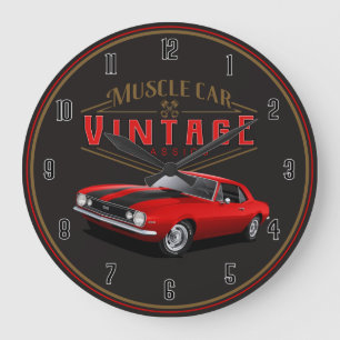 Horloge Ronde 1967 Muscle Voiture Vintage Classiques Grande Horl