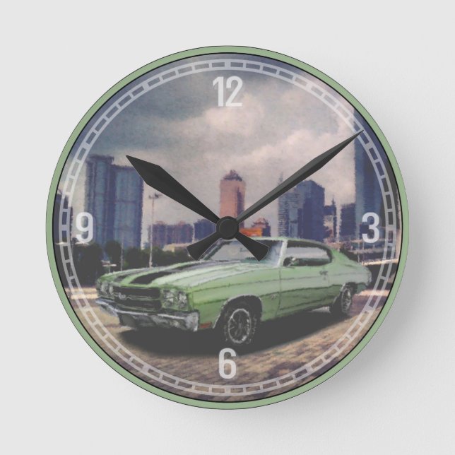Horloge Ronde 1970 Chevrolet Chevelle (Green) Décorative Clock (Recto)