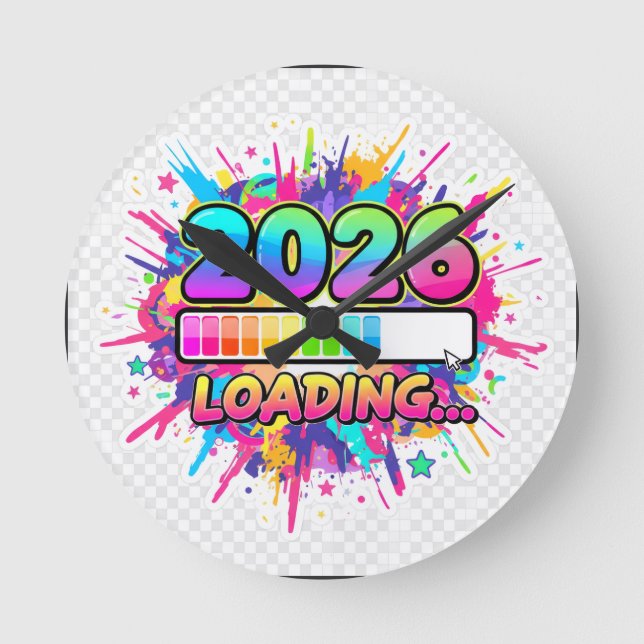 Horloge Ronde 2026 Loading... Progress Bar Sticker (Recto)